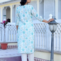 Women Cream Linen Digital Printed Suit Set