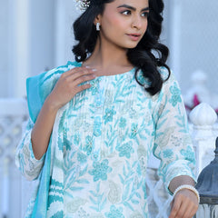 Women Cream Linen Digital Printed Suit Set