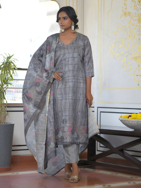 Women Silk Digital Printed Suit Set