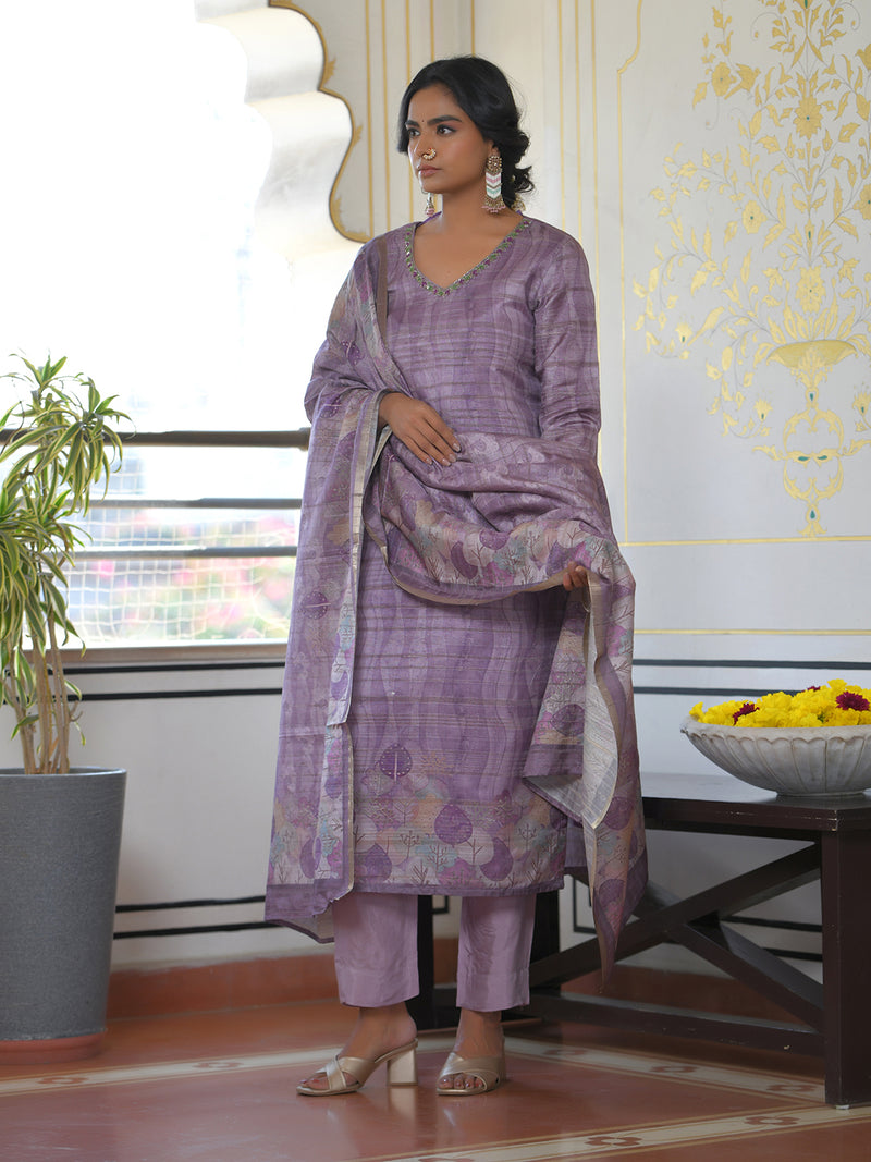 Women Silk Digital Printed Suit Set