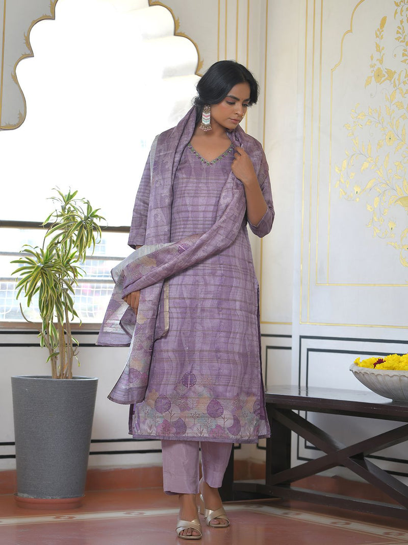 Women Silk Digital Printed Suit Set