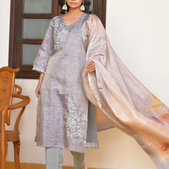 Women Tissue Shimmer Digital Printed Suit Set