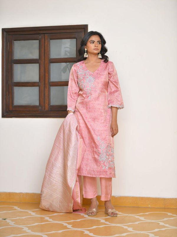 Women Tissue Shimmer Digital Printed Suit Set