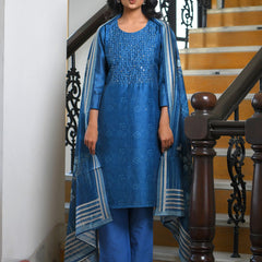 Women Indigo Muslin Digital Printed Suit Set