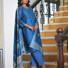 Women Indigo Muslin Digital Printed Suit Set