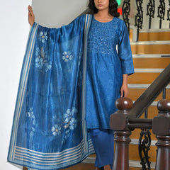 Women Indigo Muslin Digital Printed Suit Set