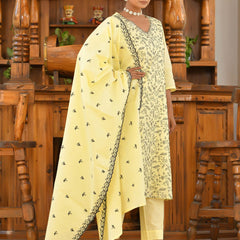 Women Cotton Solid Embroidered Suit Set