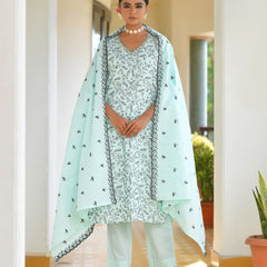Women Cotton Solid Embroidered Suit Set