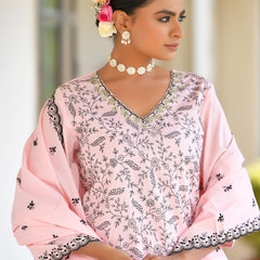 Women Cotton Solid Embroidered Suit Set