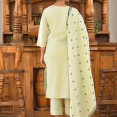 Women Cotton Solid Embroidered Suit Set