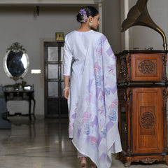 Women Linen suit set with Printed Dupatta