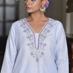 Women Linen suit set with Printed Dupatta