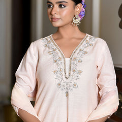 Women Linen suit set with Printed Dupatta