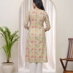 Women Multi Cotton printed Straight Kurti