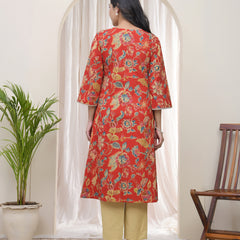 Women Red Cotton angrakha kurta