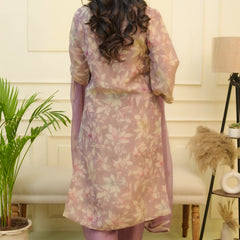 Women tissue shimmer kurta with silk pant & dupatta
