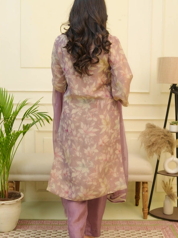 Women tissue shimmer kurta with silk pant & dupatta