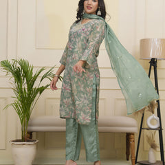 Women tissue shimmer kurta with silk pant & dupatta