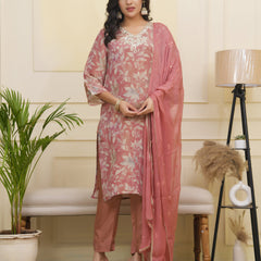 Women tissue shimmer kurta with silk pant & dupatta