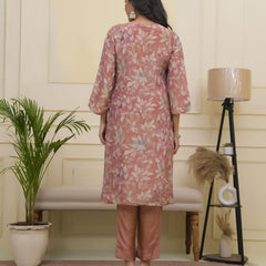 Women tissue shimmer kurta with silk pant & dupatta