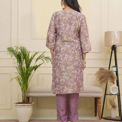 Women tissue shimmer kurta with silk pant & dupatta