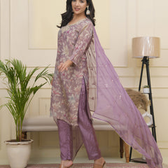 Women tissue shimmer kurta with silk pant & dupatta