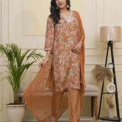 Women tissue shimmer kurta with silk pant & dupatta