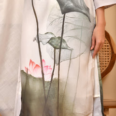 Linen Cream Digital Printed Embroidered Kurta With Pant Pupatta Set