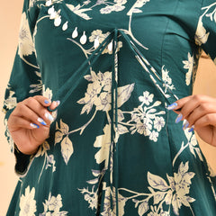Ferozi floral printed short kurta anarkali with tulip dhoti pants