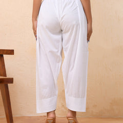 White solid Farshi style pant with zari work