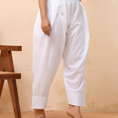 White solid Farshi style pant with zari work