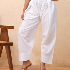 White solid Farshi style pant with zari work