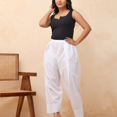 White solid Farshi style pant with zari work