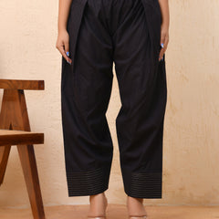 Black solid Farshi style pant with zari work