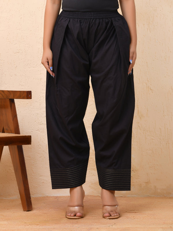 Black solid Farshi style pant with zari work