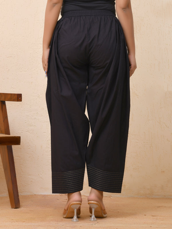 Black solid Farshi style pant with zari work
