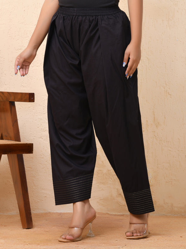 Black solid Farshi style pant with zari work