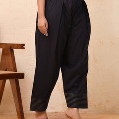 Black solid Farshi style pant with zari work
