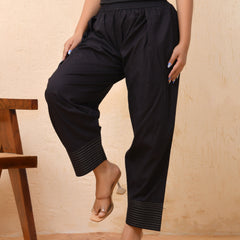Black solid Farshi style pant with zari work