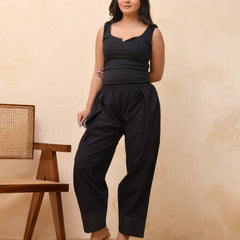 Black solid Farshi style pant with zari work