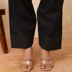 Black solid Farshi style pant with zari work