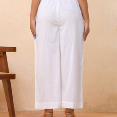 White solid Palazzo style half elastic draw strings pant