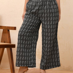 Black Double dobby flared palazzo pants