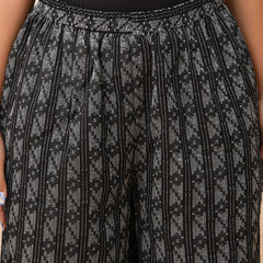 Black Double dobby flared palazzo pants