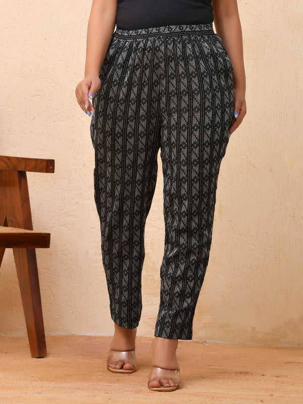Black Double dobby straight fit pants