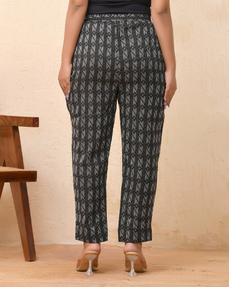 Black Double dobby straight fit pants