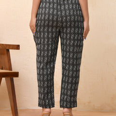 Black Double dobby straight fit pants