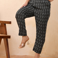 Black Double dobby straight fit pants