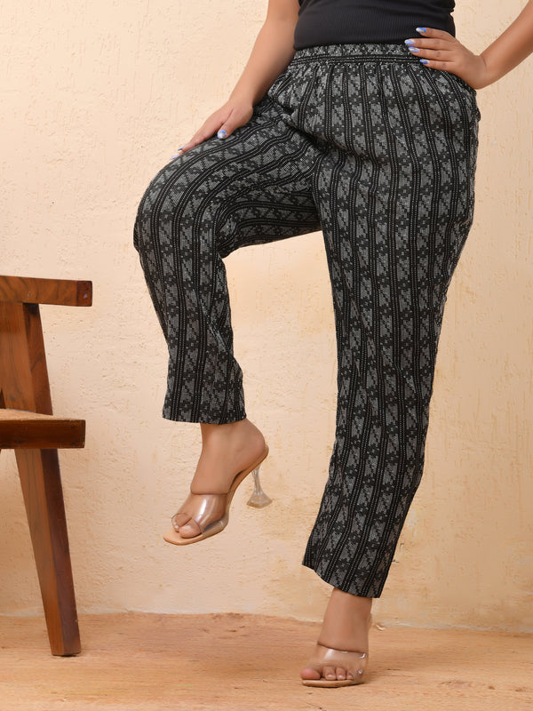 Black Double dobby straight fit pants