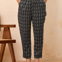 Black Double dobby straight fit pants